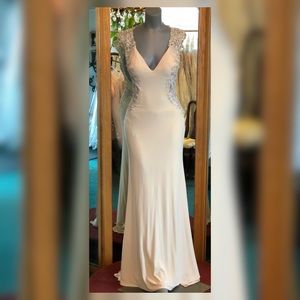 Ivory Jersey Knit Dress with keyhole back